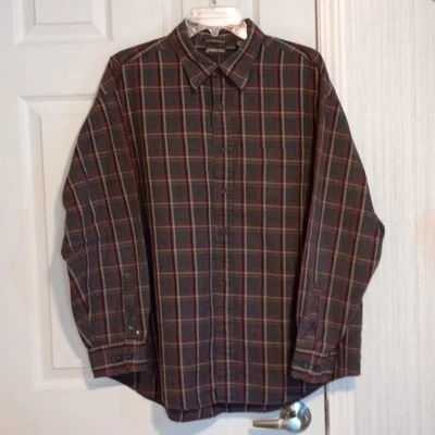 Camisa de flanela St John's Bay masculina tamanho XL cinza xadrez plissado colarinho de botão FUC - Imagem 1 de 4