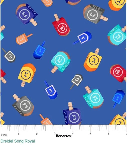 Impresión de tela real de Hanukkah Dreidels Festival of Lights de algodón por yarda D503,66 Foto 1 de 1