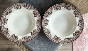 2 Rim Soup Bowls Plymouth Williams Sonoma Wedgwood Acorns Oak England Fall  - Picture 1 of 7