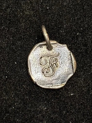 WAXING POETIC STERLING SILVER WAX SEALED F INSIGNIA / INITAL CHARM - Image 1 of 3