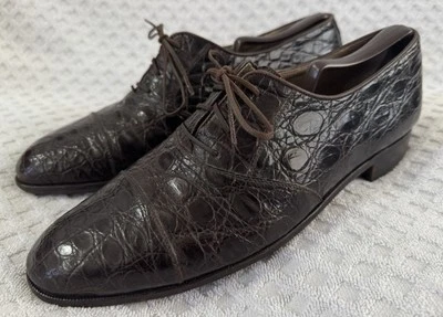 Zapatos de Vestir Bally Alligator Oxford 9M Italia Cuero Genuino Exótico Puntera Marrón Foto 1 de 4