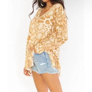 Show Me Your Mumu Damen Sand Gepard Strick Cliffside Pullover Gr. XL X-Large - Bild 1 von 10