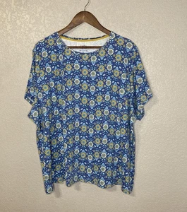 Maglia Croft & Barrow Boho floreale taglia 3X blu Cottagecore Coastal casual - Foto 1 di 10