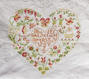 Hecho a mano punto de cruz acabado punto de cruz bordado completo-Corazón - Imagen 1 de 4