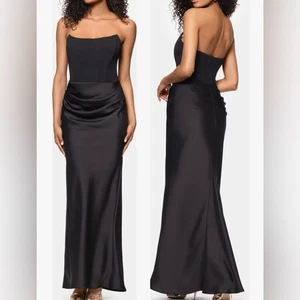 Nuevo sin etiquetas Vestido Betsy & Adam Sin tirantes Mixto Mediia Negro Talla 14 - Imagen 1 de 6