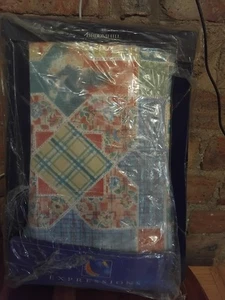 Vintage Vorhänge 66x90in Paar Patchwork Design Neu im Paket mit Raffbändern - Bild 1 von 4