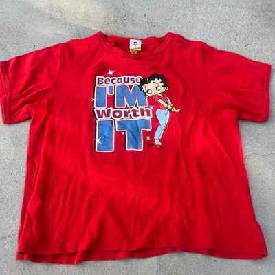 Betty Boop "Because I'm Worth It" Vintage Y2k Disney T-Shirt - Imagem 1 de 4