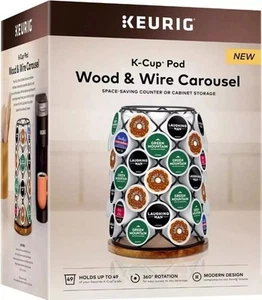 NEW Keurig Wood & Wire 49 K-Cup Coffee Pods Rotating Carousel Black/Tan - Picture 1 of 3