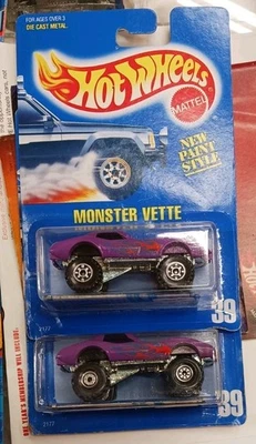 Tarjeta azul Hot Wheels Purple Monster Vette 1990 #39 Speed Points CT's & Orcts Foto 1 de 4