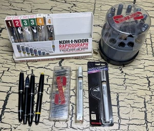 VTG Kohinoor Rapidograph Technical Pen Nib & Display Box Carousel Mixed Lot - Picture 1 of 17