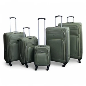 Juego De Maletas De Nylon Khaki Ligero Con Concha Suave De 4 Ruedas Para Viajes - Imagen 1 de 37