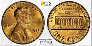 1983 1C Genuine - UNC Details (91 - Questionable Color) - Picture 1 of 2