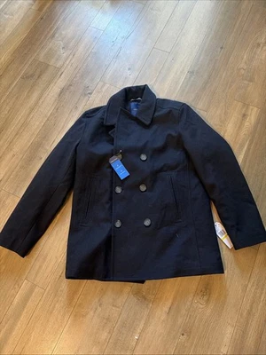 Chaquetón para hombre Nautica clásico de doble botonadura forrado mezcla de lana azul talla mediana Foto 1 de 4