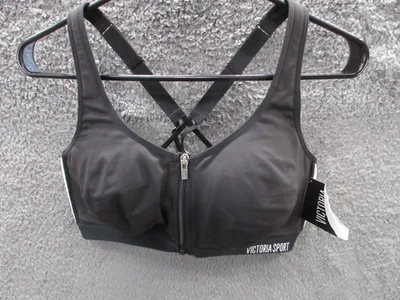 NUEVO Sujetador deportivo Victoria Secret Knockout cierre frontal negro con plata 36DD Foto 1 de 4
