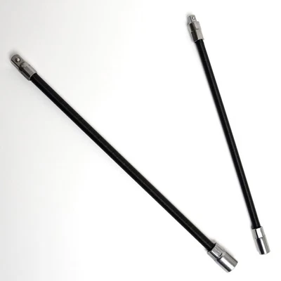 2pc 3/8" & 1/4" DR Flexible Socket Extension Bar Set 10" 12" Ratchet Flex - Image 1 of 4