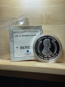 Life Of Abraham Lincoln Coin First Inauguration Speech 1861 Silverplated Copper - Picture 1 of 2