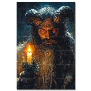 KRAMPUS ART PRINT, Fantasy Holiday Dark Santa Decor, Gothic Christmas Poster - Picture 1 of 2