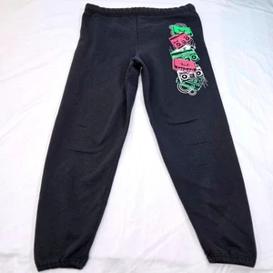 HEART N SOUL 80s 90s Boombox Sweatpants Neon Rainbow Jogginghose Schwarz M/L 34x29 - Bild 1 von 10