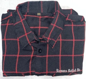 Demons Behind Me Men's Cotton Plaid Flannel L/S Shirt Red/Black Plaid • 3XL - Picture 1 of 10