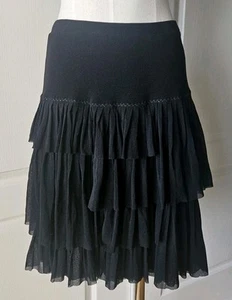 RARE Fuzzi Size S Small Black Nylon Tiered Skirt - Picture 1 of 4