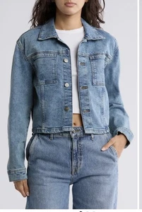 NWT Hudson Jeans Micro Crop Denim Jacket Sz M - Picture 1 of 16