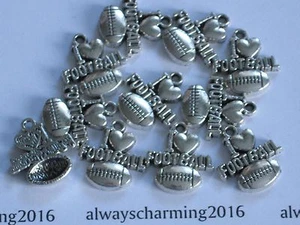 11 - "I LOVE FOOTBALL" - SILVER FOOTBALL CHARMS FOR JEWELRY - Picture 1 of 2