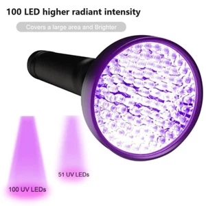 100 LED UV UltraViolett Schwarzlicht Taschenlampe Lampe Taschenlampe Inspektionsleuchte Außen - Bild 1 von 17