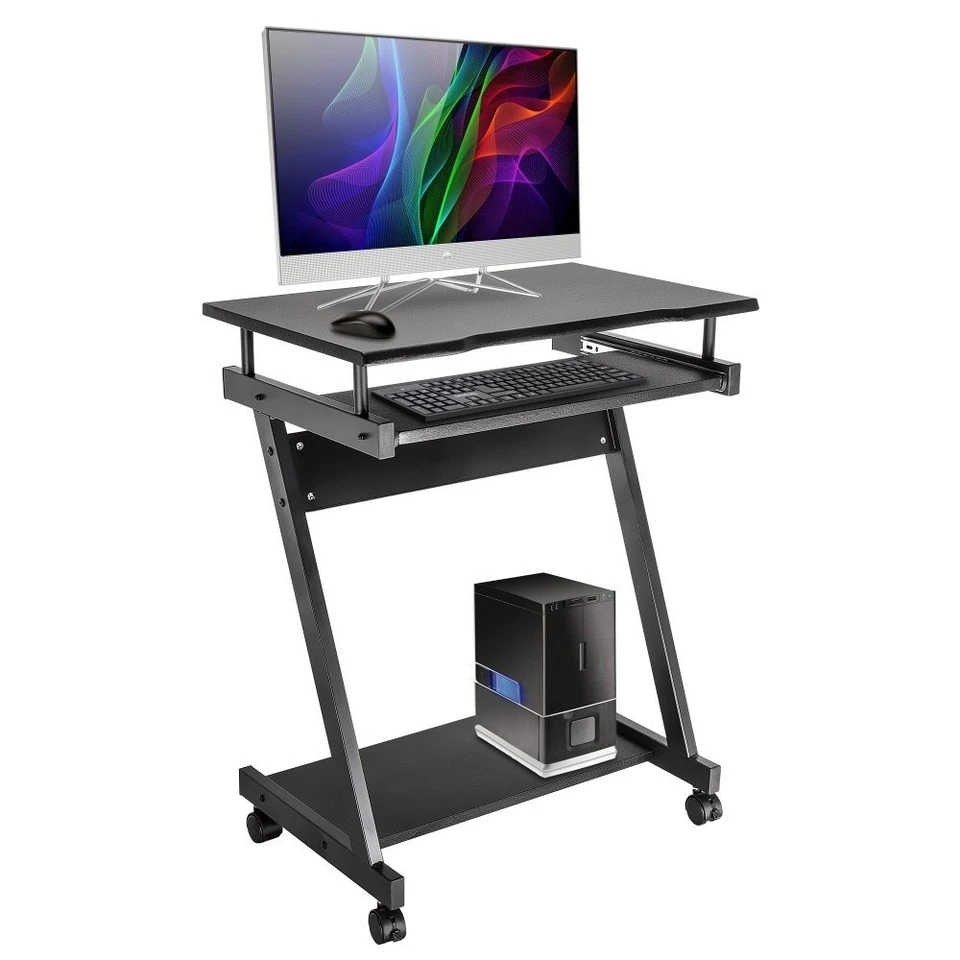 Techly Tavolo Scrivania Porta PC in MDF Gambe a Z e 4 Ruote Nero ICA-TB935B