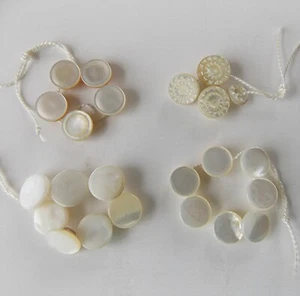 23 ASSORTED ANTIQUE TINY GENUINE MOTHER OF PEARL SHELL BUTTONS FOR DOLL CLOTHES - Picture 1 of 3