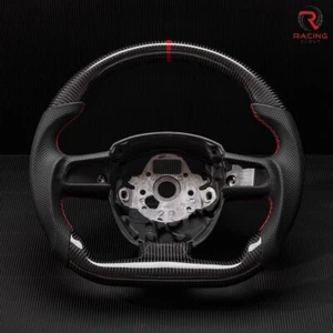 Volante deportivo plano personalizado de fibra de carbono real Audi A4 A5 2004-2012 - Imagen 1 de 11