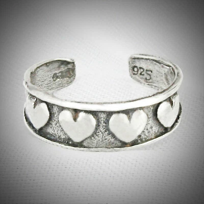 Quattro Cuori Punta Anello IN Massiccio 925 Argento Sterling - Nuovo - Made Il - Immagine 1 di 4