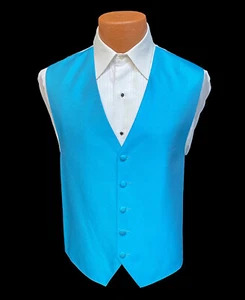 Men's Lauren Ralph Lauren Aqua Malibu Blue Tuxedo Vest Size Medium - Picture 1 of 4