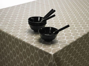 Taupe Beige Geometric Ovals PVC Vinyl Wipe Clean Tablecloth Available Many Sizes - Picture 1 of 4