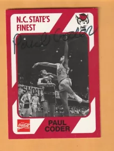 Tarjeta Paul Coder NC State Wolfpack 1989 firmada AUTO Rockville Maryland 9 años - Imagen 1 de 2
