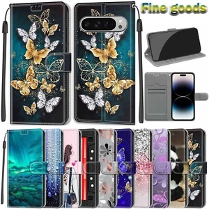 Luxury Patterned Wallet Case PU Leather Cover for Google Pixel 6/7/8/9A/9 Pro XL - Picture 1 of 131