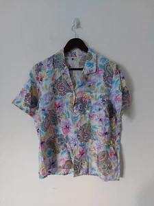 Vintage Womens Blouse Shirt Top Size 12 14 Multicoloured Paisley Smart Work 80s - Picture 1 of 5