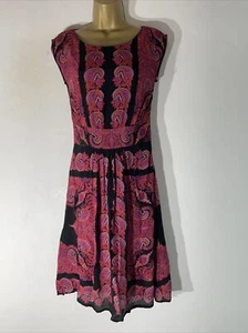 womens Monsoon Petite Uk 6 Black Mix Paisley Pattern Knee Length A Line dress - Picture 1 of 6