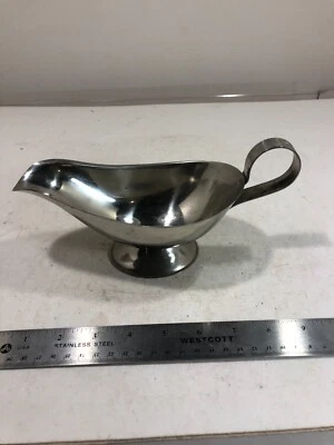 2x Polish Stainless Steel Metal Restaurant Gravy Boat Sauce Server 9" 12oz capa - Image 1 of 4