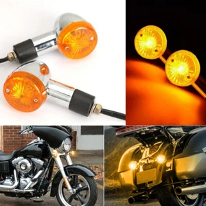 Chrome Motorcycle Turn Signals Blinker Lights Amber For Suzuki Boulevard S50 M50 - Picture 1 of 12