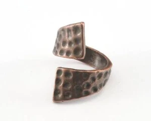 Wrap Ring Hammered Adjustable Ring Antique Copper Plated Brass  7US size 4701 - Picture 1 of 2