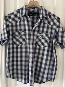 American Eagle Western Buffalo Plaid Mens Pearl Snap Short Sleeve Shirt Size M - Picture 1 of 8