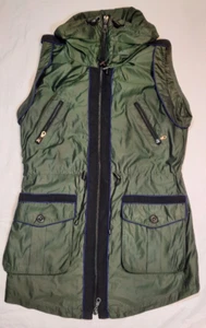 Cargo Utility Vest Sleeveless Green Zip Drawstring Women's Size S Outdoors G.E.T - Picture 1 of 10