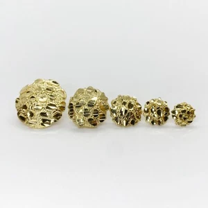 10k & 14k Solid Gold Nugget Round Circle Stud Earrings Push Back for Men/Women - Picture 1 of 7