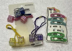 Vtg/1999-2001 Expressions Ponytail Tie W/Hair Cube Dice/L&H Bead Barrettes - Picture 1 of 9