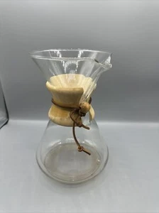 Vintage Chemex Pour Over Coffee Maker Pyrex Glass 8-Cup Wood Collar 9" - Picture 1 of 9