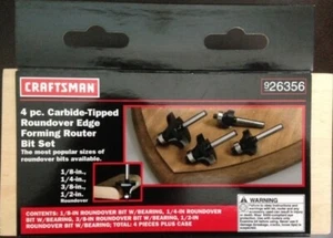 Craftsman 26356 Set di punte per router 4 pezzi con custodia in legno - Foto 1 di 2