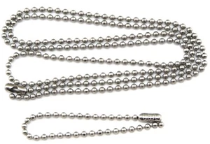 30" & 5" Inch Stainless Steel 2.4 mm Ball Chain Military Dog Tag Necklace Set - Picture 1 of 1