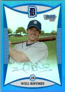 2008 Bowman Chrome Prospects Blue Refractors #BCP108 Will Rhymes /150