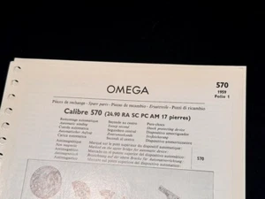 1959 vintage Omega Seamaster 570 watch Parts List shows numbers names & pictures - Picture 1 of 2