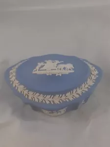 Wedgwood Amor Schmuckschatulle Jasperware blau weiß Vintage britisch - Bild 1 von 9